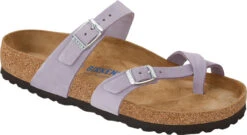 Birkenstock Women's Mayari Soft Footbed -Englins Fine Footwear birkenstock womens mayari soft footbed purple fog nubuck leather 1024027 86033.1686306981