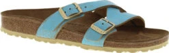 Birkenstock Women's Yao -Englins Fine Footwear birkenstock womens yao washed metallic aqua leather 1014191 04369.1553730827