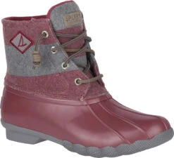 Sperry Women's Saltwater Varsity Stripe -Englins Fine Footwear sperry womens salwater varsity stripe wine grey sts84374 36822.1570817515
